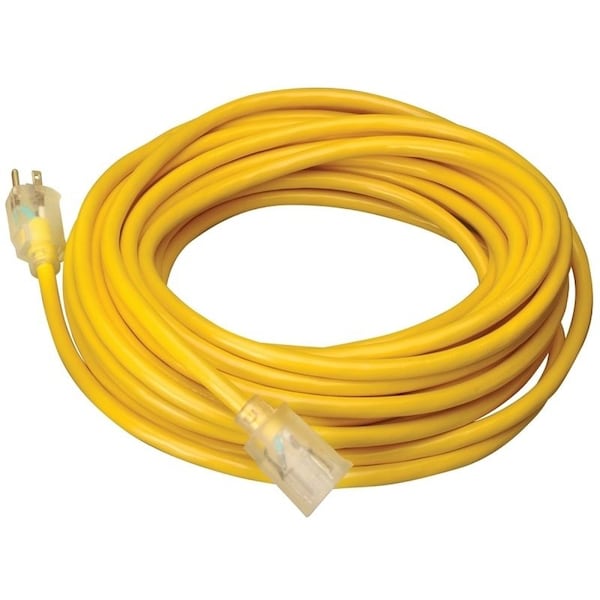 Southwire SJTW Extension Cord, 12 AWG, Outdoor, 12/3, 1 Outlets, 5-15R, Yellow, Vinyl, 5-15P, 50 ft 2588SW002 - main