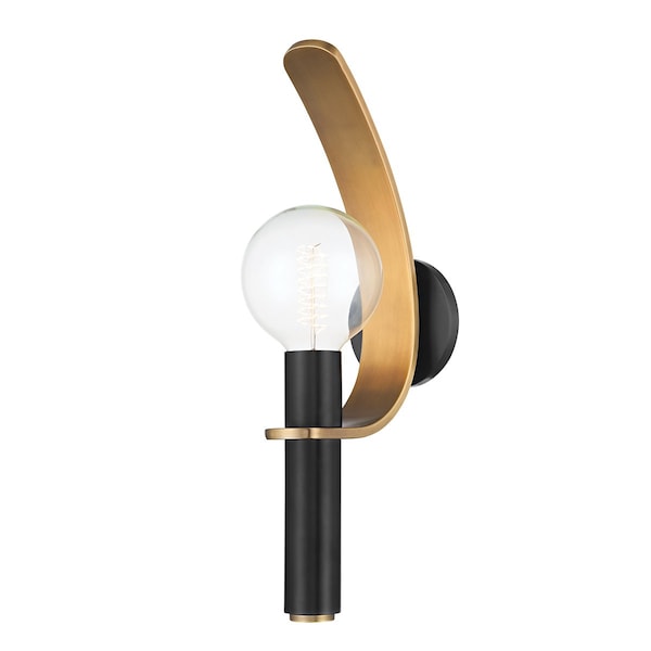 Troy Lighting Bishop 1 Light Wall Sconce 5 In. Patina Brass/Soft Black B6091-PBR/SBK - main