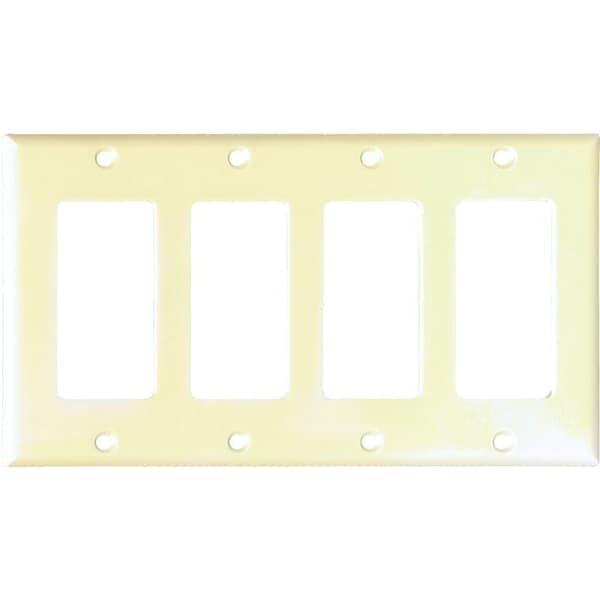 Eaton Wiring Devices 2164 Wallplate, 4-1/2 in L, 8.19 in W, 4 -Gang, Thermoset, Ivory, High-Gloss 2164V-BOX - main