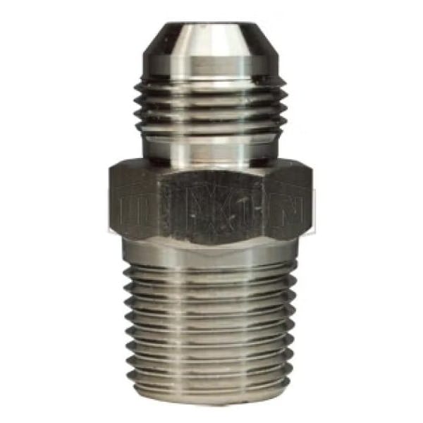 Dixon The Right Connection Flare to Pipe Adapter, 3/4-16 x 1/2-14 Nominal, 37Deg Male JIC Flare x Male NPT SS2404-8-8 - main