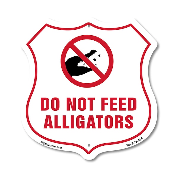 Signmission Alligator Warning Shield Sign Do Not Fee, 18 Inch X 18 Inch, Plastic Sign SHI-P-18-355 - main