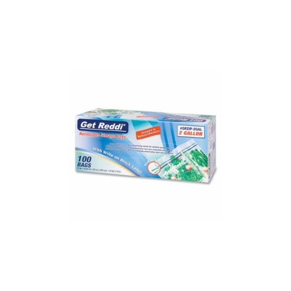 Get Reddi Double Zipper Reclosable Bags, 13 in x 15.6 in, 1.75 mil, 2 Gallon 879-GRZIP-2GAL - main