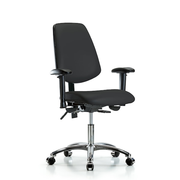 Blue Ridge Ergonomics Desk Chair Desk Chair, Vinyl, Med, Bk, Chrm, AA, Cast, Blk, Adjustable Arms, 18" to 23" Height, Vinyl BR-VDHCH-MB-CR-T0-A1-CC-8540 - main