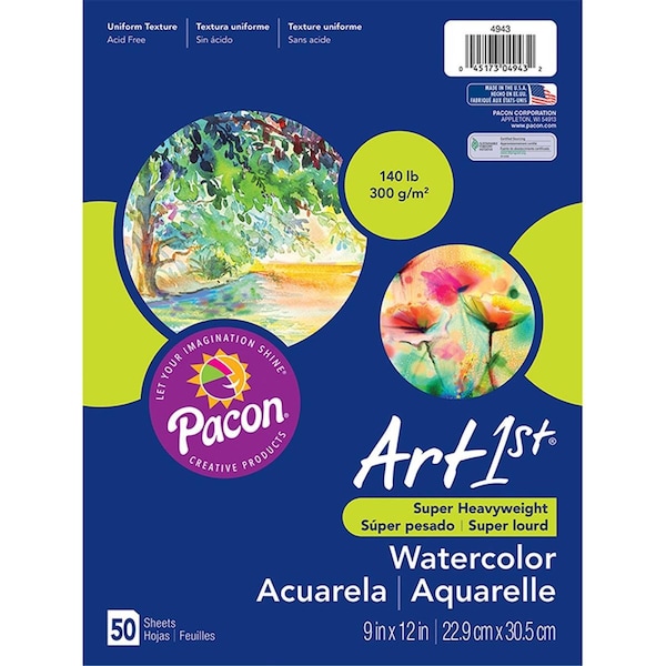 Pacon Pacon 9 x 12 in. Art 1st Art 1st Watercolor Paper, 140 lbs - Pack of 2 PAC4943-2 - main