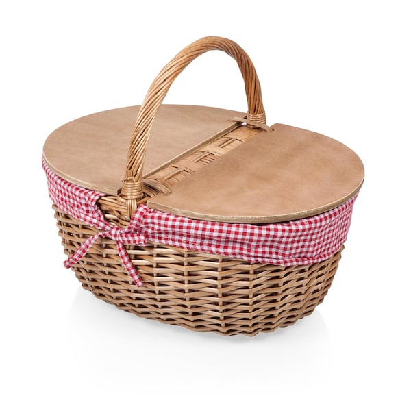 Picnic Time Family Of Brands Country Picnic Basket, Red & White Gingham Pattern 138-00-300-000-0 - main