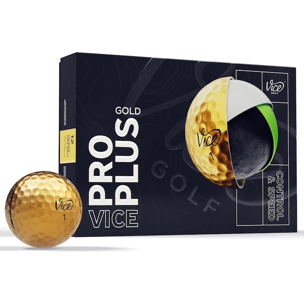 Vice Golf Pro Plus Gold Golf Balls, 12PK 111239 - main