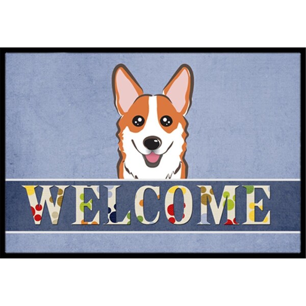 Carolines Treasures BB1440MAT Red Corgi Welcome Indoor & Outdoor Mat, 18 x 27 in. BB1440MAT - main