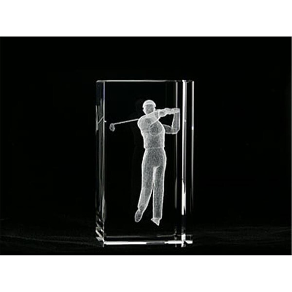Happyholidays 1159-100-37 4 L x 2 H x 2 W in. Crystal Laser-Engraved Golfer Sports Laser-Cut HA892739 - main