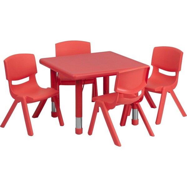 Flash Furniture Square Activity Table, Plastic, Steel, Red YU-YCX-0023-2-SQR-TBL-RED-E-GG - main