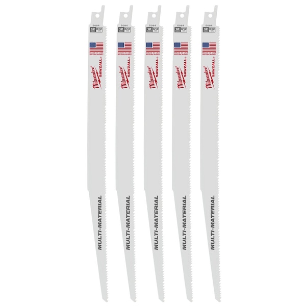 Milwaukee Tool 12 in x 8/12 TPI, Reciprocating Saw Blade, 5 PK 48-00-5094 - main