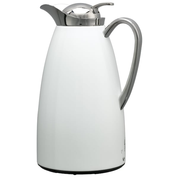 Service Ideas Classy Carafe, Vacuum Insulated Carafe, Glass Vacuum, 1 Liter, White CJZ1WHT - main