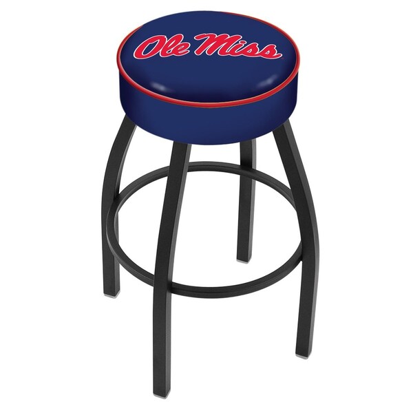 Holland Bar Stool Co 30" 4" Ole' Miss Cushion Seat, Blk Wrinkle Base Swivel Bar Stool L8B130MssppU - main