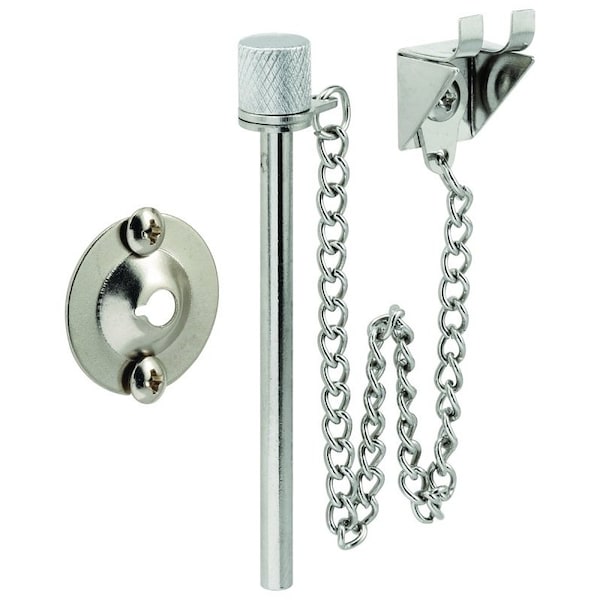 Prime-Line Patio Door Lock, Steel, Chrome, 1-3/8 to 1-3/4 in Thick Door U 9858 - main