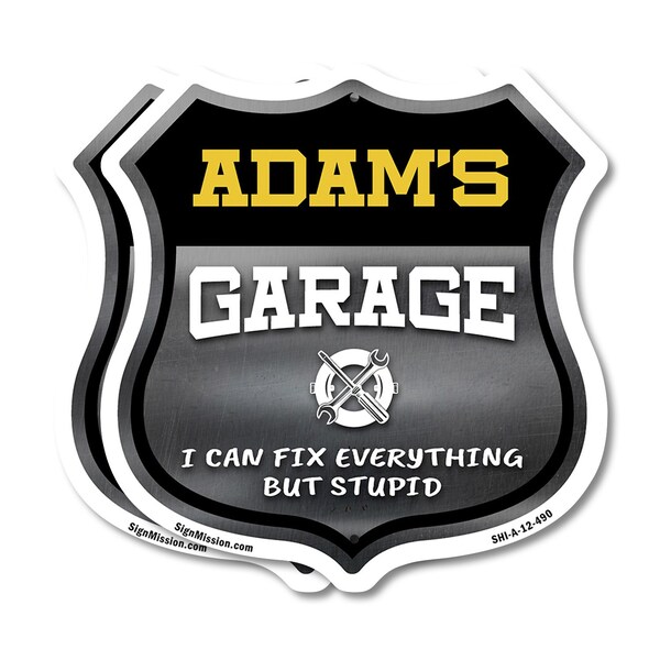 Signmission Adam's Garage I Can Fix Everything But Stupid, 12 inch X 12 inch, Aluminum Metal Sign, 2PK SHI-A-2PACK-12-490-ADAM - main