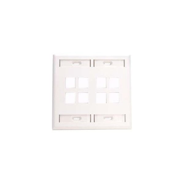 Leviton 8-PORT WALLPLATE UNLOADED, 2-GANG USE W/SNAP-IN MODULES, QUICKPORT WHITE 42080-8WP - main