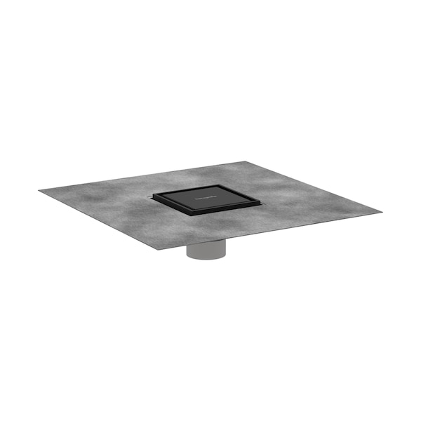 Hansgrohe RainDrain Brilliance Point Drain Set 4"x 4" Trim Tileable Rear Cover and Rough in Matte Black 56130671 - main