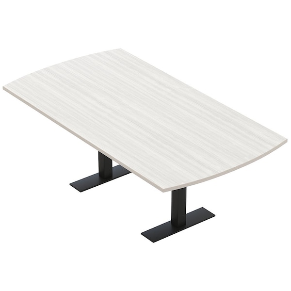 Skutchi Designs 7ft Arc Rectangle Conference Table With Power | Harmony Series | 6 Person Meeting Room Table HAR-AREC-48X84-T.BK-W960-NA - main