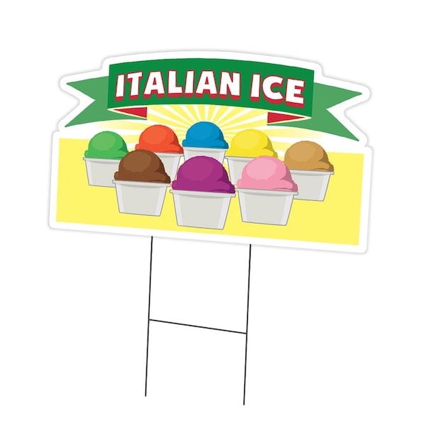 Signmission Italian Ice Yard Sign & Stake outdoor plastic coroplast window, C-DC-1216-Italian Ice C-DC-1216-Italian Ice - main