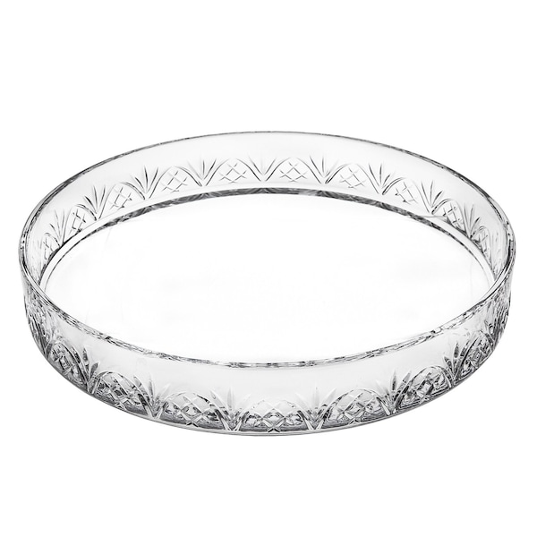 Homeroots 12in Clear Round Cut Crystal Serving Tray 517515 - main