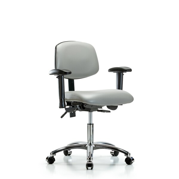 Blue Ridge Ergonomics Desk Chair Desk Chair, Vinyl, Chrome AA Casters, Dov, Adjustable Arms, 18" to 23" Height, Vinyl, Dove BR-VDHCH-CR-T0-A1-CC-8567 - main