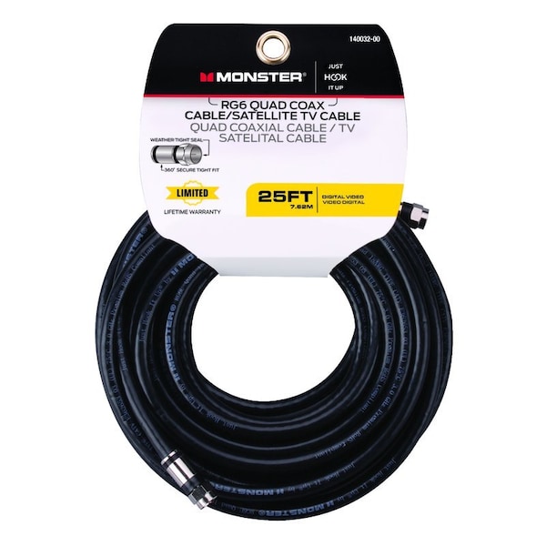Monster Cable Just Hook It Up 25 ft. Weatherproof Video Coaxial Cable 140032-00 - main