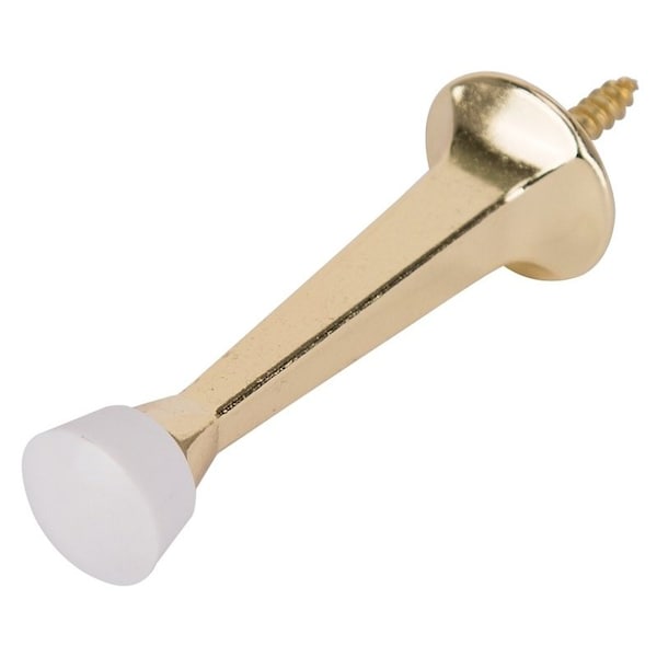 Prosource Heavy-Duty Rigid Door Stop, 1 in Dia Base, 3 in Projection, Die-Cast Zinc & Plastic CL-208P-PB-PS - main