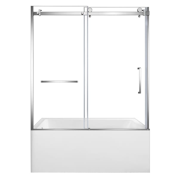 Kingston Brass 60" Acrylic Anti-Skid Alcove Left-Hand Drain Tub with Right Sliding Tub Door, White/Polished Chrome KVTAP6032L22C1 - main