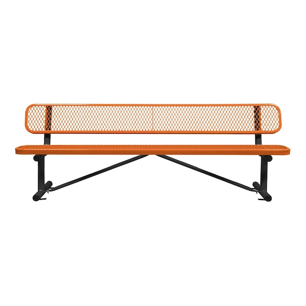 Leisure Craft Bench/Back, Surface Mount, 8ft., Orange B8WBSM-ORANGE - main