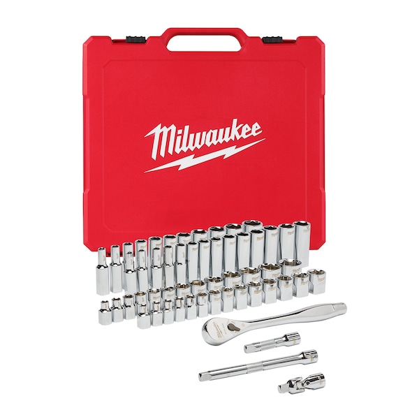 Milwaukee Tool 3/8" Drive 56pc Ratchet & Socket Set - SAE & Metric 48-22-9008 - main