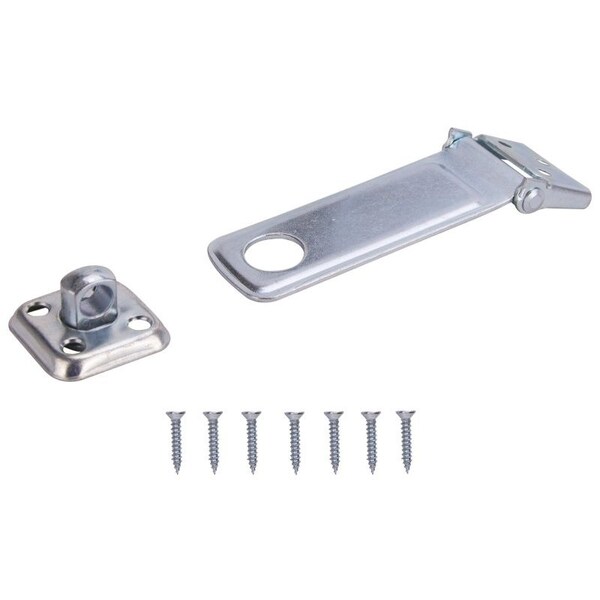 Prosource Safety Hasp, 4-1/2 in L, 4-1/2 in W, Steel, Zinc, 3/8 in Dia Shackle, Swivel Staple BH-707ZP3L-PS - main