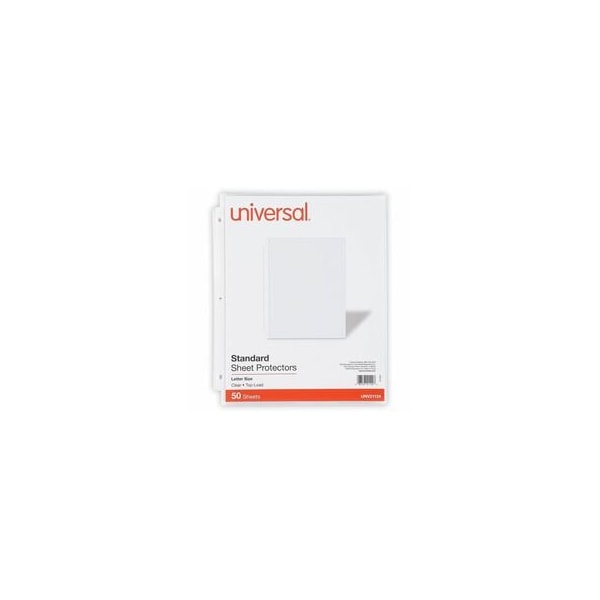 Universal Standard Sheet Protectors, Medium-Duty, Side: 3-Hole Punched, Top Load 8.5 x 11 Insert, 50PK UNV21124 - main