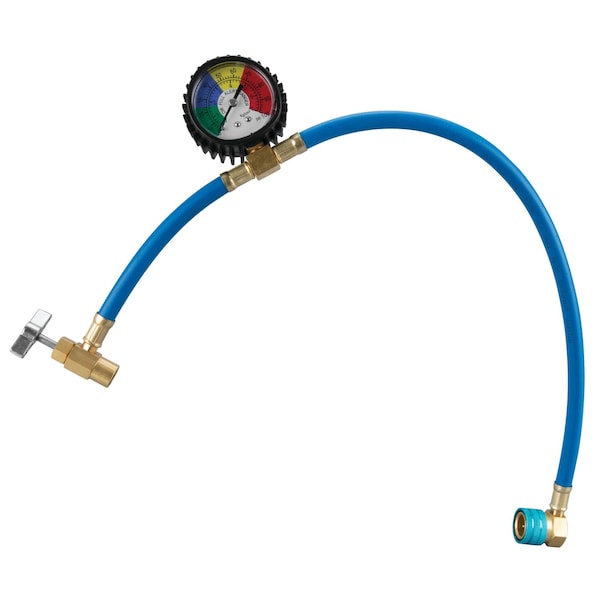 Performance Tool Recharging Hose And Gauge, R1234yf, Self-Sealing Tap, 22 in. Hose W83139 - main
