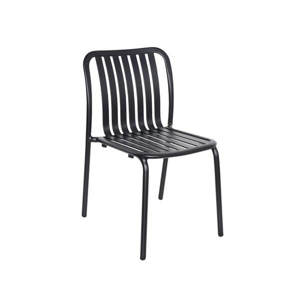 Bfm Seating Key West - Vertical Slat Stacking Side Chair - Powder Coated Aluminum - Black PHKWSC-BL - main