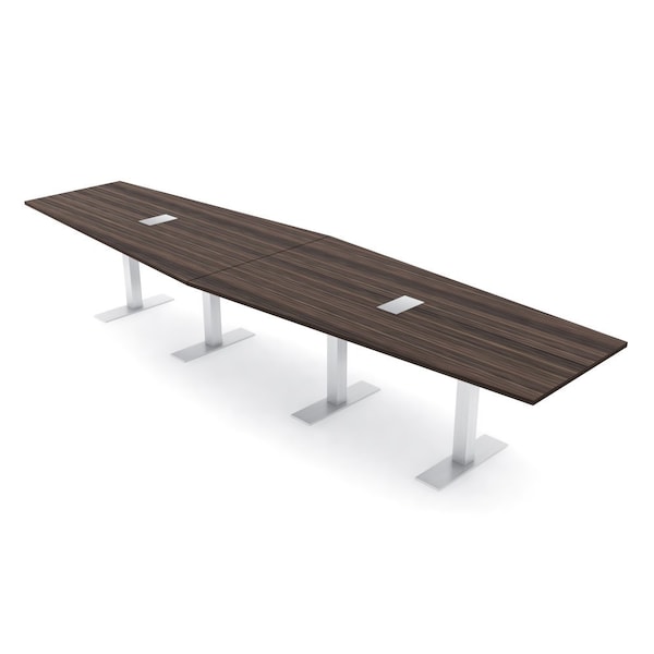 Skutchi Designs 14ft Conference Table With Power Unit | 14 Person Modular Hexagon Meeting Table | Harmony Series HAR-HEX.IR-48X168-T-H3041-ESIL - main