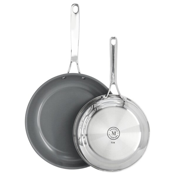 Martha Stewart Delaroux 2 Pc 12in and 9.5in Stainless Steel Ceramic Nonstick Frying Pan Set in Grey 138454.02R - main