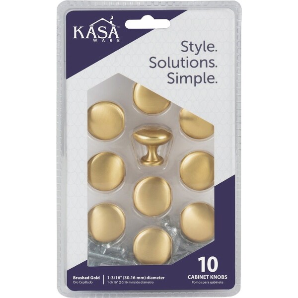 Hardware Resources KasaWare 1-3/16''Diameter Brushed Gold Cabinet Knob, 10PK K778BG-10 - main