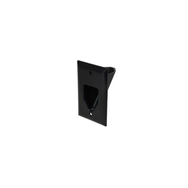 Cable Wholesale 1-Gang Recessed Low Voltage Cable Plate, Black 45-0001-BK - main