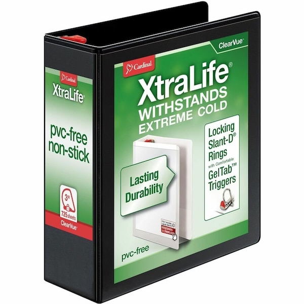 Cardinal Xtralife ClearVue Locking SlantD Binders, Black CRD26331 - main