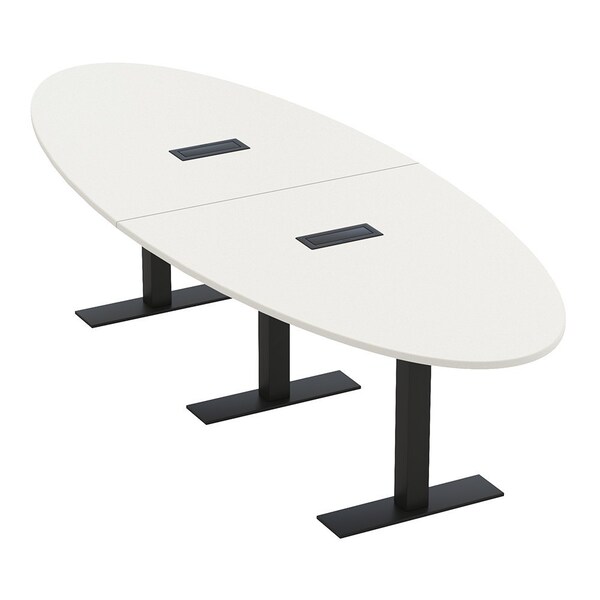 Skutchi Designs 10ft Oval Conference Table With Power | Harmony Series | 8 Person Meeting Room Table HAR-OVL-48X120-T.BK-W960-EBLK - main