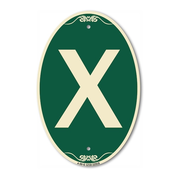 Signmission Letter X, 12 Inch X 18 Inch Architectural Oval, Heavy Gauge Aluminum A-OV-G-1218-22918 - main