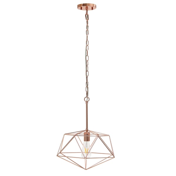 Homeroots Rose Gold Caged Iron Ceiling Light With Rose Gold Shades 651684 - main
