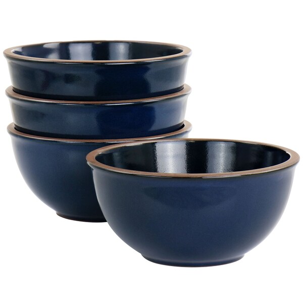 Gibson Elite Dumont 4 Piece Terracotta Bowl Set in Dark Blue 134005.04 - main