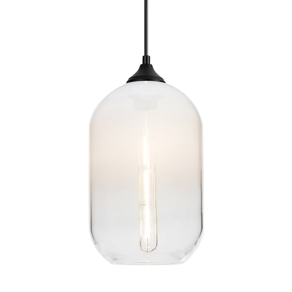 Besa Lighting Besa Omega 12 Outdoor Pendant, White/Clear, Black Finish, 1x 5W LED Filament OP-OMEGA12WH-EDIL-BK - main