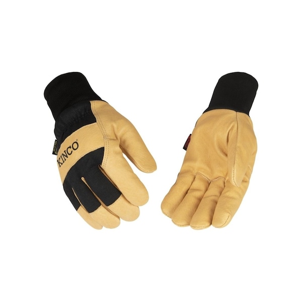 Heatkeep 1928 KW-XL Gloves, Men's, XL, Angled Wing Thumb, Elastic Knit Wrist Cuff, Blue/Golden/Yellow Pair 1928KW-XL - main