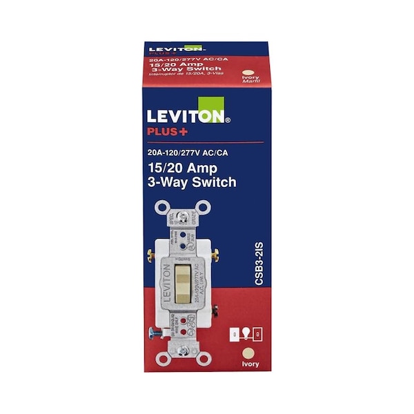 Leviton 20 amps 3-Way Toggle AC Quiet Switch Ivory 0CSB3-2IS - main