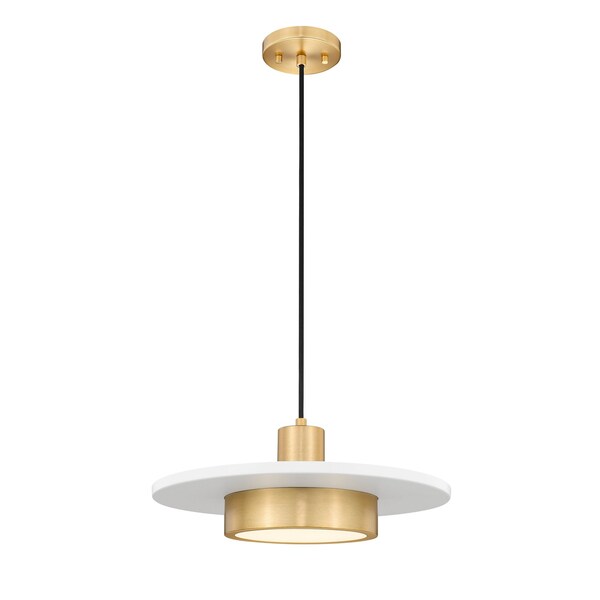 Z-Lite Ludo Matte White + Modern Gold 1 Light Pendant 829P16-MW-MGLD-LED - main