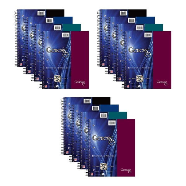 Roaring Spring Case of Genesis WB 5 Subject 1 Pkt Notebooks, 11"x9", 200 sht, Asstd Covers, College Ruled w/Margin, PK12 13115cs - main