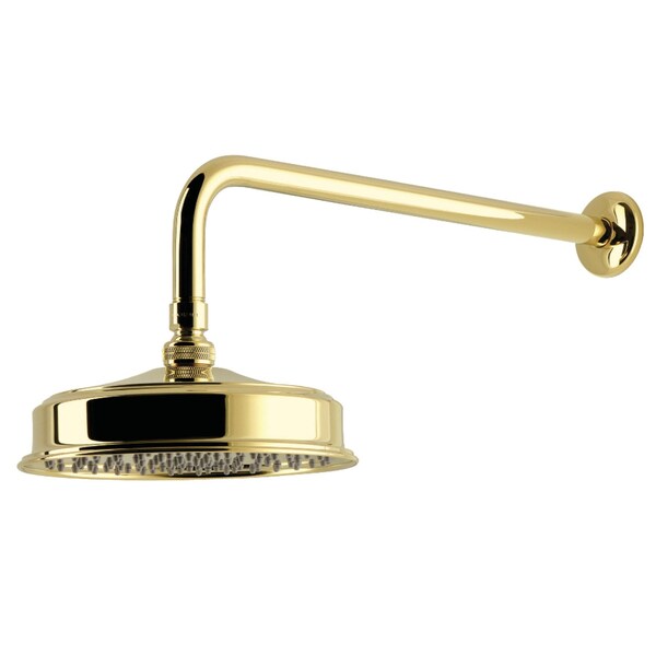 Kingston Brass 8" Round Brass Shower Head with 17" Ceiling Mounted Shower Arm, Polished Brass K324K12 - main