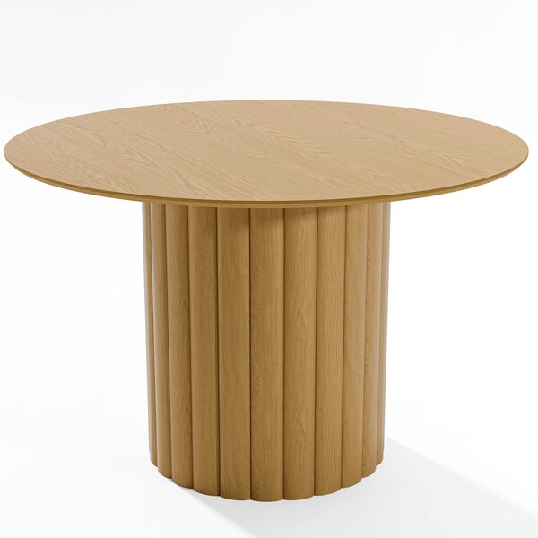 Homeroots 46" Brown Solid Wood Pedestal Base Round Top Dining Table 720984 - main