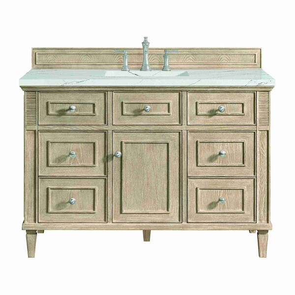 James Martin Vanities Lorelai 48'' S Vanity, Whitewashed Oak w/ Ethereal Noctis Silestone Top w/FreePower Wireless Charger 424-V48-WWO-FENC - main